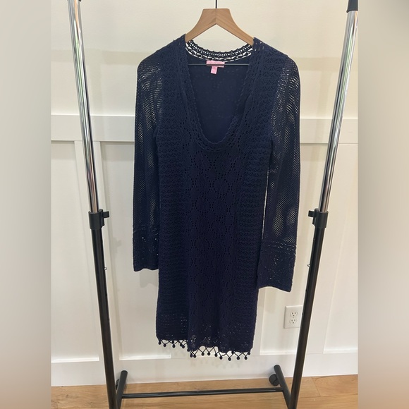 Lily Pulitzer Navy dress with Liner - Picture 1 of 12